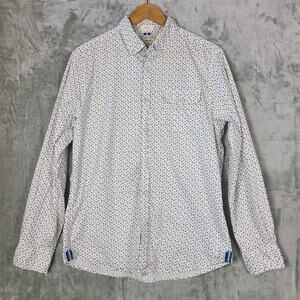 Colours Alexander Julian Black Geometric Micro Floral Button Down Stretch Men L